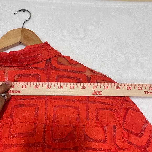 Ruby Road Orange Sheer Top Plus 20W‎ Mother of Pearl Buttons 3/4 Roll Tab Fringe - Picture 9 of 10